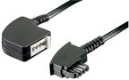 TAE-F Extension Cable 4-Pin, 15 m, black - copper-clad aluminium wire (CCA), TAE-F male > TAE-F female 68000