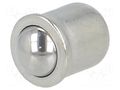 Smooth ball spring plunger; stainless steel; L: 6mm; F1: 3N ELESA+GANTER GN614-5-NI