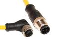 M12 CORDSET, 4-POS MALE STRAIGHT-FEMALE RIGHT ANGLE, 22 AWG, 2M 68AK2084 C4AD10M002