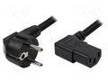 Cable; CEE 7/7 (E/F) plug angled,IEC C13 female angled right LOGILINK CP103