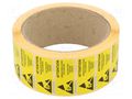 Self-adhesive label; ESD; 16x38mm; 1000pcs; reel; black,yellow ANTISTAT ATS-055-0068