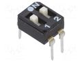 Switch: DIP-SWITCH; Poles number: 2; OFF-ON; 0.025A/24VDC; Pos: 2/2 ECE EAM102EZ