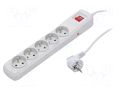 Plug socket strip: protective; Sockets: 5; 250VAC; 10A; grey ARMAC R5/SZ/15