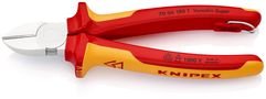 KNIPEX 70 06 180 T Diagonal Cutter insulated with multi-component grips, VDE-tested with integrated insulated tether attachment point for a tool tether chrome-plated 180 mm 70 06 180 T 4003773081470