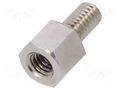 Screwed spacer sleeve; 6mm; Int.thread: M4; Ext.thread: M4; brass DREMEC TFM-M4X6/DR216