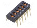 Switch: DIP-SWITCH; Poles number: 6; ON-OFF; 0.025A/24VDC; Pos: 2 OMRON Electronic Components A6T-6102