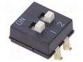 Switch: DIP-SWITCH; Poles number: 2; ON-OFF; 0.025A/24VDC; Pos: 2 OMRON Electronic Components A6SN-2104