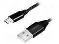 Cable; USB 2.0; USB A plug,USB B micro plug; 0.3m; black; PVC LOGILINK CU0143