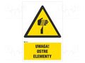 Safety sign; warning; PVC; W: 200mm; H: 300mm ANRO IW/022/1/C1/P