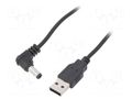 Cable; USB A plug,DC 5,5/2,1 plug; black; 1m; Core: Cu Goobay USB-DC5.5/2.1-1.0