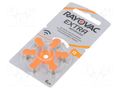 Battery: zinc air (ZnO2); AC13,coin,R754; 1.45V; 310mAh; 6pcs. RAYOVAC BAT-HA13