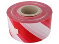 Tape: warning; white-red; L: 250m; W: 100mm; Thk: 0.1mm MEDID MED.40/10