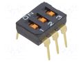 Switch: DIP-SWITCH; Poles number: 3; ON-OFF; 0.025A/24VDC; Pos: 2 OMRON Electronic Components A6T-3102