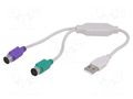Adapter; PS/2 socket x2,USB A plug; nickel plated; white AKYGA AK-AD-15