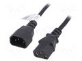 Cable; 3x0.75mm2; IEC C13 female,IEC C14 male; PVC; 3m; black; 10A AKYGA AK-PC-07A