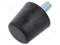 Vibroisolation foot; Ø: 38mm; Shore hardness: 70±5; 1432N; 164N/mm ELESA+GANTER DVB6-38-35M10-20-7