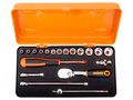 Wrench-set; 6-angles,socket spanner; Mounting: 1/4"; 19pcs. BAHCO SA.6719MHR