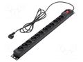 Plug socket strip: protective; Sockets: 12; 250VAC; 10A; black ARMAC M12/30/CZ