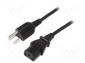 Cable; 3x0.75mm2; IEC C13 female,NEMA 5-15 (B) plug; PVC; 1.8m SUNNY SUNNY-C13U18