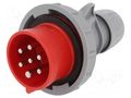 Connector: AC supply 3-phase; plug; male; 16A; 400VAC; IEC 60309 PCE 0172-6V