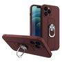 Ring Case silicone case with finger grip and stand for iPhone 12 Pro brown, Hurtel 5907769327285 5907769327285