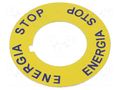 Warning plate; 22mm; ST22 SPAMEL ST22-4509-P02