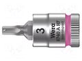 Socket; Hex Plus key,socket spanner; HEX 3mm; 1/4"; Zyklop WERA WERA.05003332001
