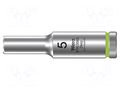 Socket; 6-angles,socket spanner; HEX 5mm; 1/4"; 8790 HMA Deep WERA WERA.05004501001