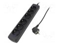 Plug socket strip: supply; Sockets: 6; 250VAC; 10A; black ARMAC ARCOLOR6/15/CZ