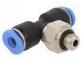 Push-in fitting; T-tap splitter; -0.95÷10bar; Thread: M6; 0÷60°C PNEUMAT PB-64