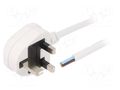 Cable; 3x1mm2; BS 1363 (G) plug,wires; PVC; 3m; white; 13A LIAN DUNG S23-3/10/3WH