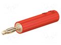 Connector: 2mm banana; adapter; 10A; 30VAC; 60VDC; red; gold-plated STÄUBLI A2/4-22