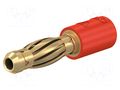 Connector: 4mm banana; adapter; 25A; 30VAC; 60VDC; red; gold-plated STÄUBLI R4/2-A-22