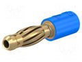 Connector: 4mm banana; adapter; 25A; 30VAC; 60VDC; blue; 24.5mm STÄUBLI R4/2-A-23
