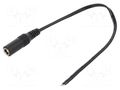 Cable; 2x0.5mm2; wires,DC 5,5/2,5 socket; straight; black; 0.25m MFG DC2400.0025E