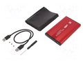 Hard discs housing: 2,5"; PnP; SATA III,USB 3.0; aluminium; red QOLTEC QOLTEC-51860