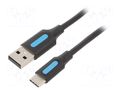 Cable; USB 2.0; USB A plug,USB C plug; nickel plated; 0.25m; PVC VENTION COKBC