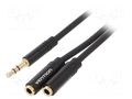 Cable; Jack 3.5mm 3pin socket x2,Jack 3.5mm 3pin plug; black VENTION BBWBY