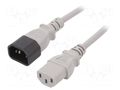Cable; 3x0.75mm2; IEC C13 female,IEC C14 male; PVC; 0.5m; grey LIAN DUNG WN111-3/07/0.5G