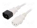 Cable; 3x0.75mm2; IEC C13 female,IEC C14 male; PVC; 1.8m; white LIAN DUNG WN111-3/07/1.8W