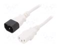 Cable; 3x1mm2; IEC C13 female,IEC C14 male; PVC; 3m; white; 10A LIAN DUNG WN111-3/10/3W