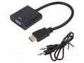 Converter; D-Sub 15pin HD socket,HDMI plug; HDMI 1.4; 0.15m GEMBIRD A-HDMI-VGA-03