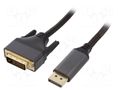 Cable; DisplayPort plug,DVI-D (24+1) plug; textile; 1.8m; black GEMBIRD CC-DPM-DVIM-4K-6