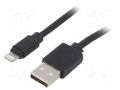 Cable; USB 2.0; Apple Lightning plug,USB A plug; 3m; black; PVC GEMBIRD CC-USB2-AMLM-10