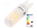 LED lamp; warm white; G9; 230VAC; 570lm; P: 4.8W; 3000K; CRImin: 80 PHILIPS 65818200