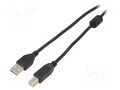 Cable; USB 2.0; USB A plug,USB B plug; gold-plated; 4.5m; black GEMBIRD CCF-USB2-AMBM-15