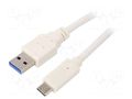 Cable; USB 3.0; USB A plug,USB C plug; gold-plated; 1m; white; PVC GEMBIRD CCP-USB3-AMCM-1M-W