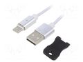 Cable; magnetic,USB 2.0; USB A plug,USB C plug; 1m; white GEMBIRD CC-USB2-AMUCMM-1M