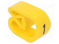 Markers; Marking: 1; 8÷16mm; PVC; yellow; -30÷80°C; leaded; CLI C WEIDMÜLLER WM-0253411505