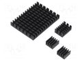 Heatsink; black; aluminium; 3pcs; thermal adhesive tape DFROBOT DF-FIT0818